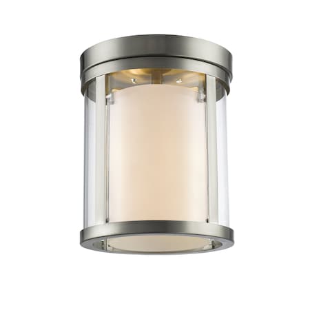 Z-Lite Willow 3 Light Flush Mount, Brushed Nickel & Clear Outside with Matte Opal Inside 426F-BN
